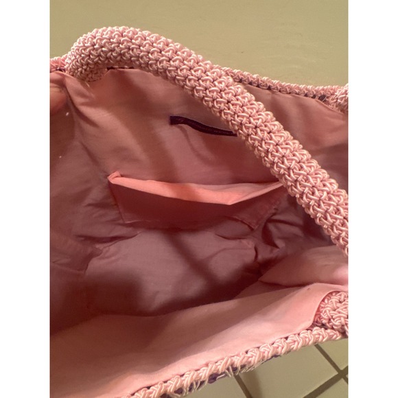 Giorgio Beverly Hills Purple Straw Tote Bag Pink Accents Woven Purse - Picture 3 of 4
